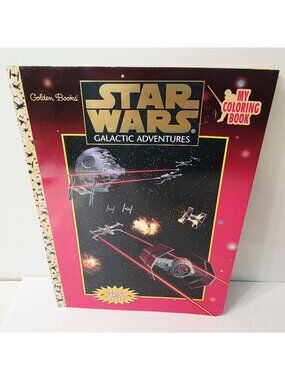 Vtg 90's Star Wars Galactic Adventures Coloring Book Golden Book CLEAN
